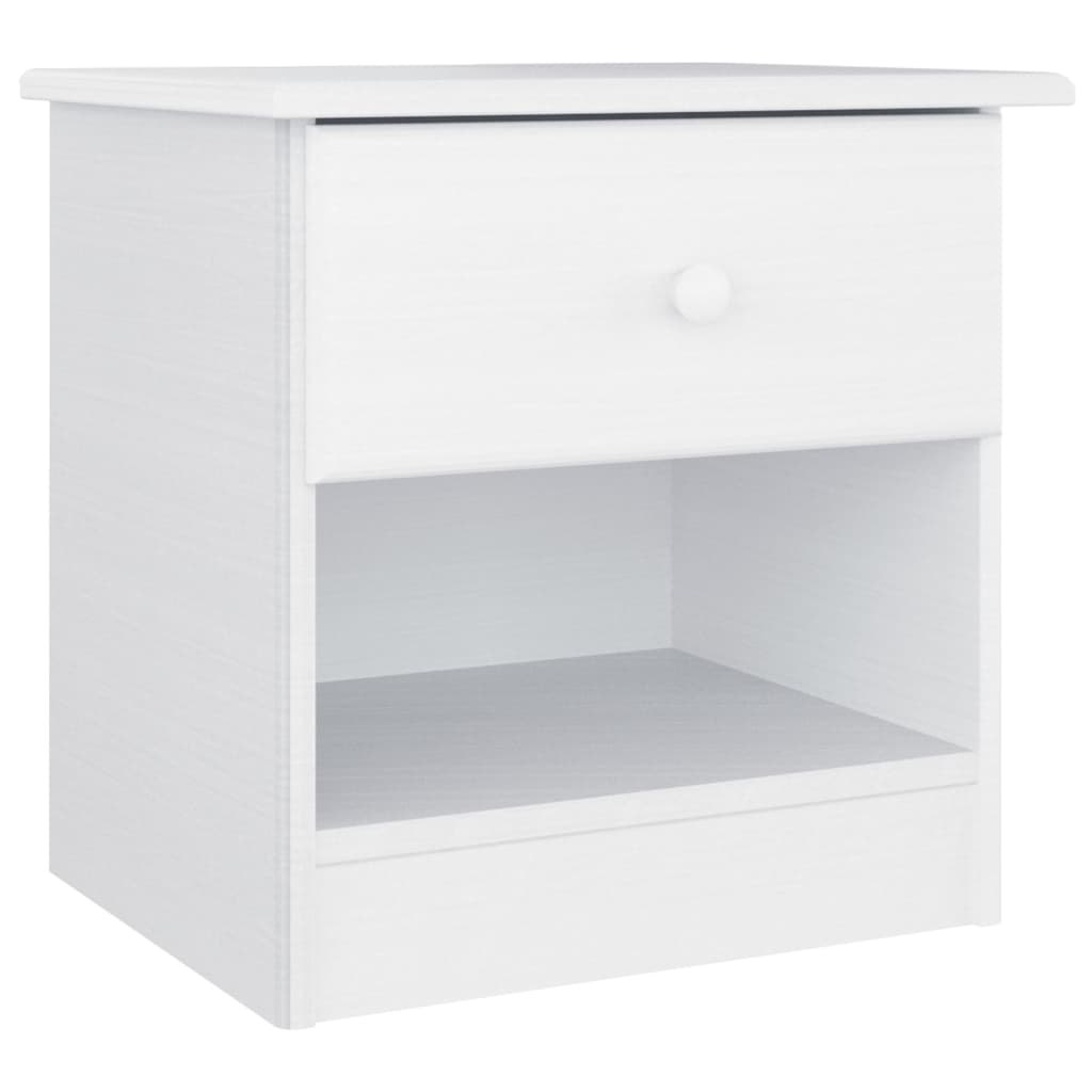 Mesita De Noche Alta Madera Maciza De Pino Blanco 41x35x41 Cm_0