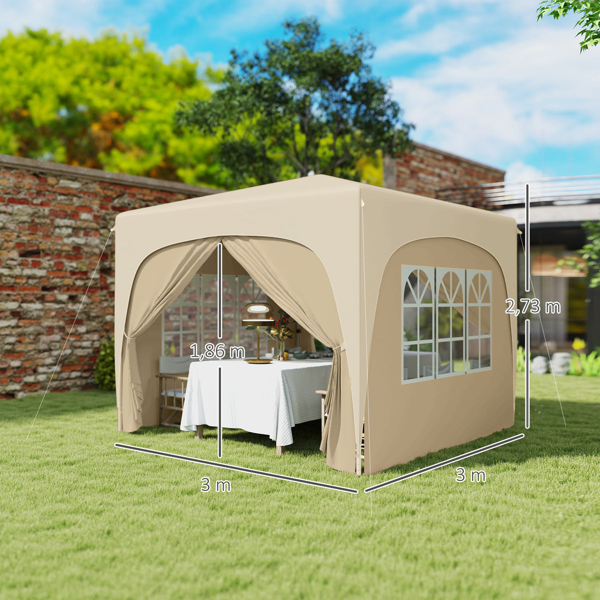 Carpa Plegable Outsunny Metal, Tela Oxford Arena 300x300x273 Cm_2