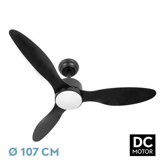 Ventilador Dc Serpa 24w Negro 3aspas 6vel 107d 2424lm 3000-4000-6500k Remoto+regulable Intensidad+temporizador+memoria_0