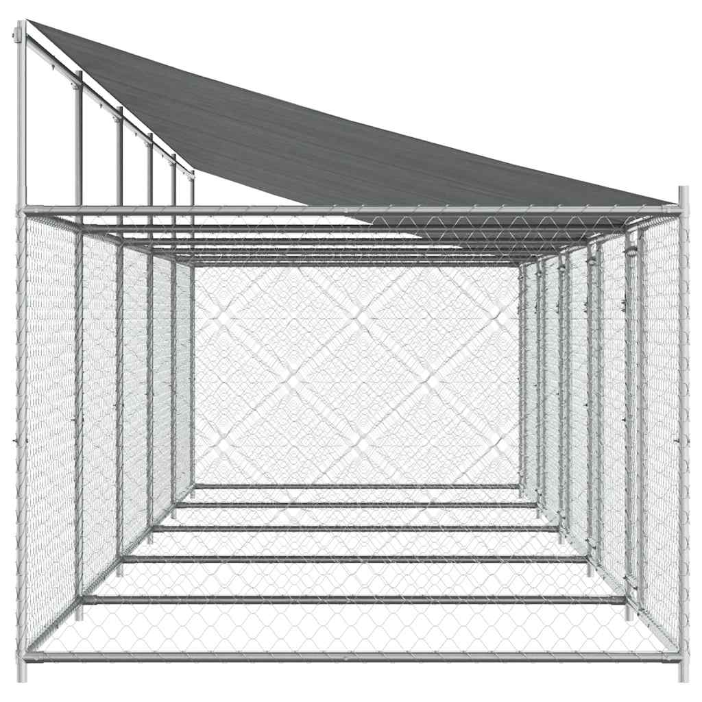 Jaula De Perros Techo Y Puertas Acero Galvanizado Gris 10x2x2 M_4