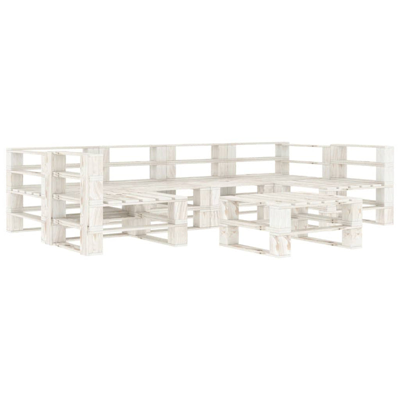 Vidaxl Juego De Muebles De Palets Para Jardín 7 Piezas Madera Blanco_0