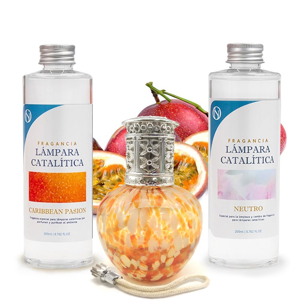 Pack Ahorro Lámpara Catalítica Drops Orange + Fragancia Caribbean Passion 500ml + Limpiador 200ml + Mecha Repuesto_0
