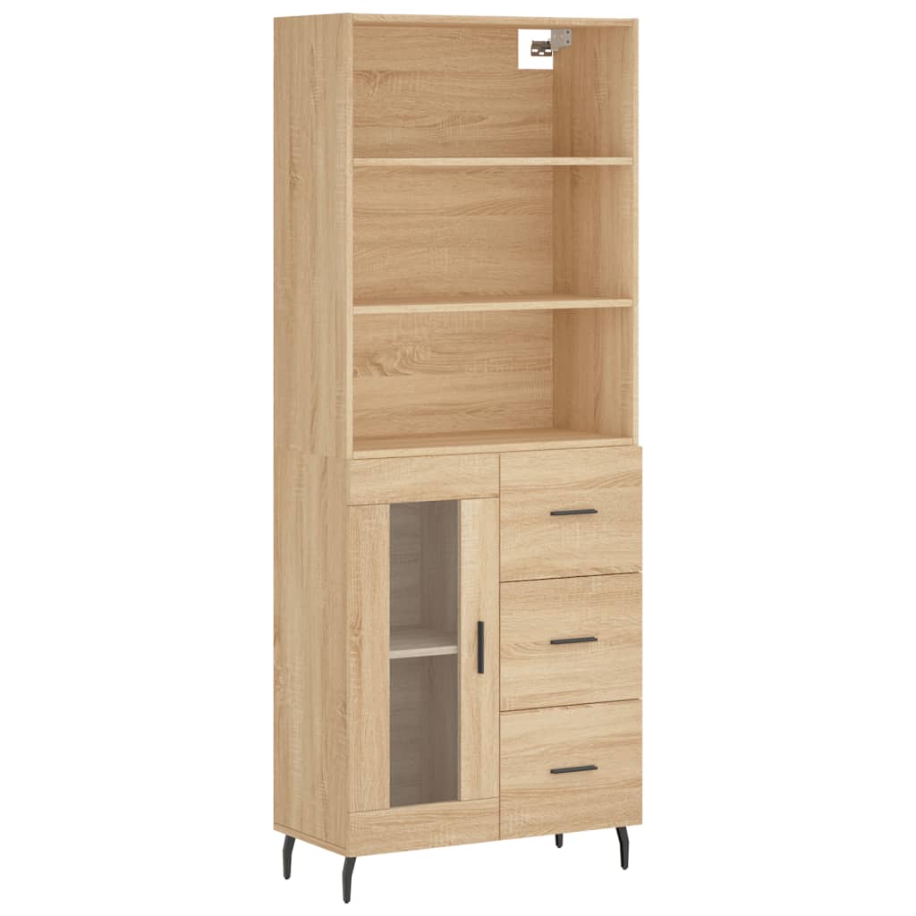 Aparador Alto Madera Contrachapada Color Roble 69,5x34x180 Cm_1