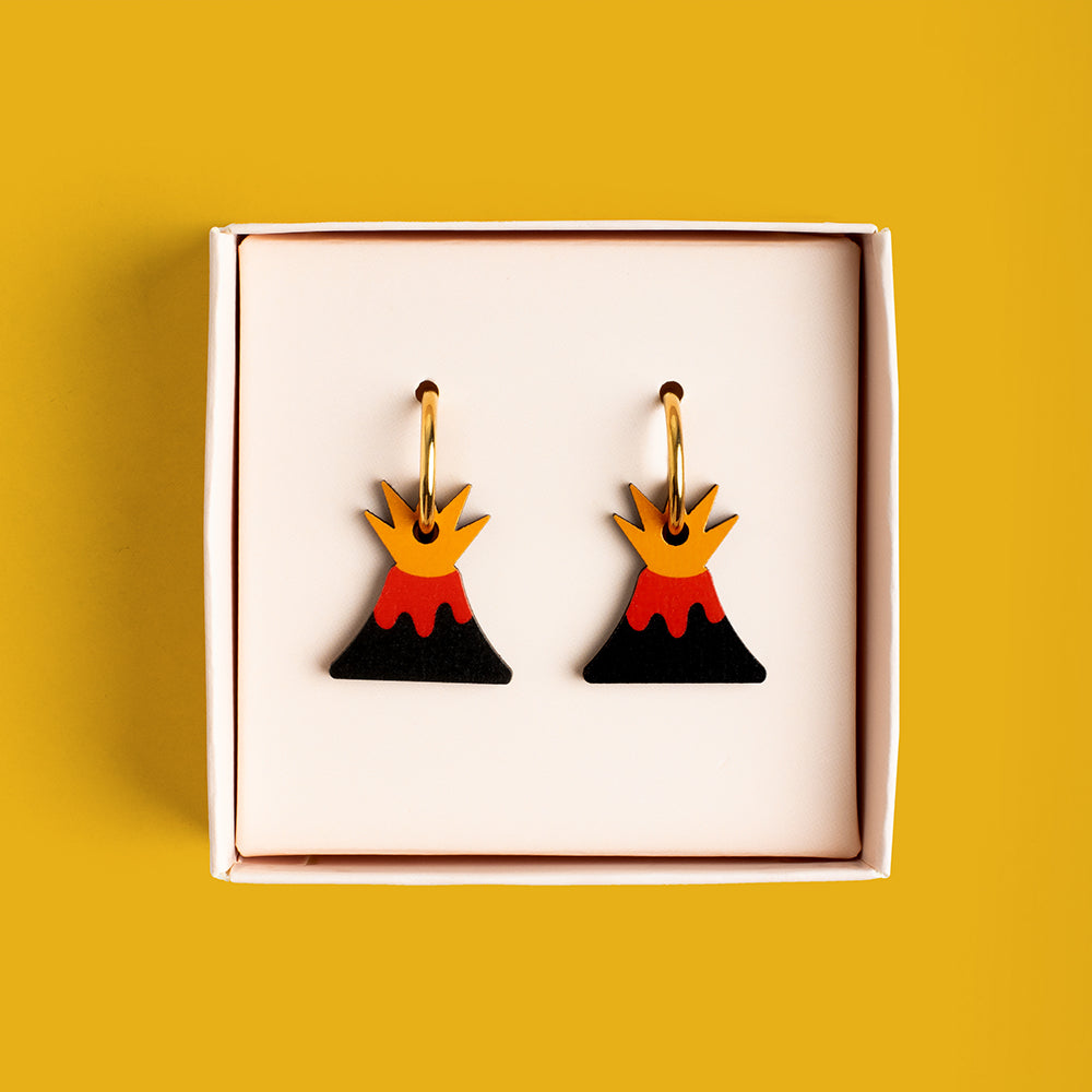 Pendientes Volcán - Aro de Acero Quirúrgico y Bañado en Oro de 18k - Nature Vibes_1