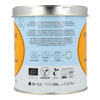 Saula Cápsulas Compostáveis ​​de Café Descafeinado Biológico 20 unidades