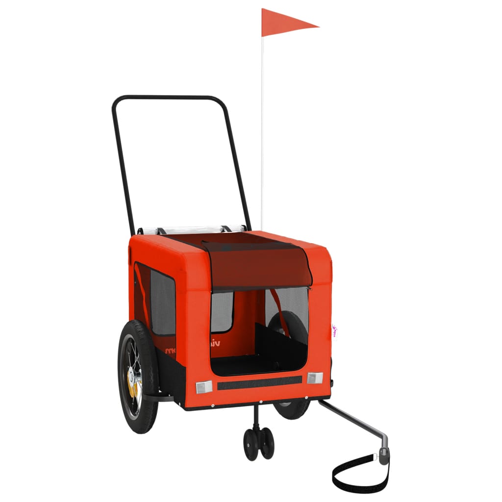 Remolque De Bicicleta Mascotas Hierro Tela Oxford Naranja Negro_0