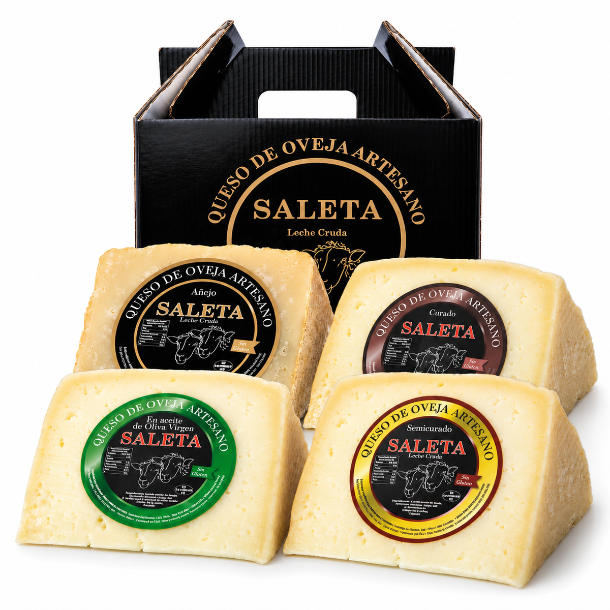 Caja Quesos Gourmet | Queso Oveja | 4 Cuñas Queso Curado, Semicurado, Añejo Y En Aceite De Oliva Virgen Extra | 250g X 4_0