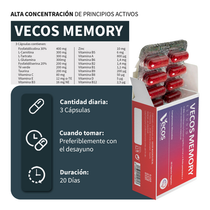 Memory Vecos 60 Cápsulas | Memoria Y Concentración | Fosfatidilserina, Dha Y Ginkgo_2