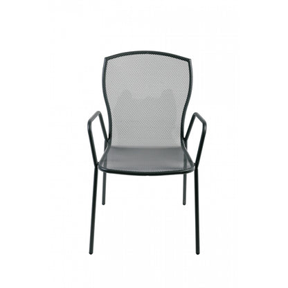 Juego De 4 Sillas De Jardín Apilables De Acero Negro Con Reposabrazos Industriales - Muebles De Jardín -55x59xh89cm_1