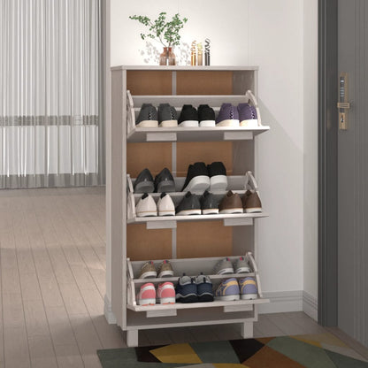 Zapatero Hamar Madera Maciza De Pino Blanca 59,5x35x117 Cm / Vetonek_2