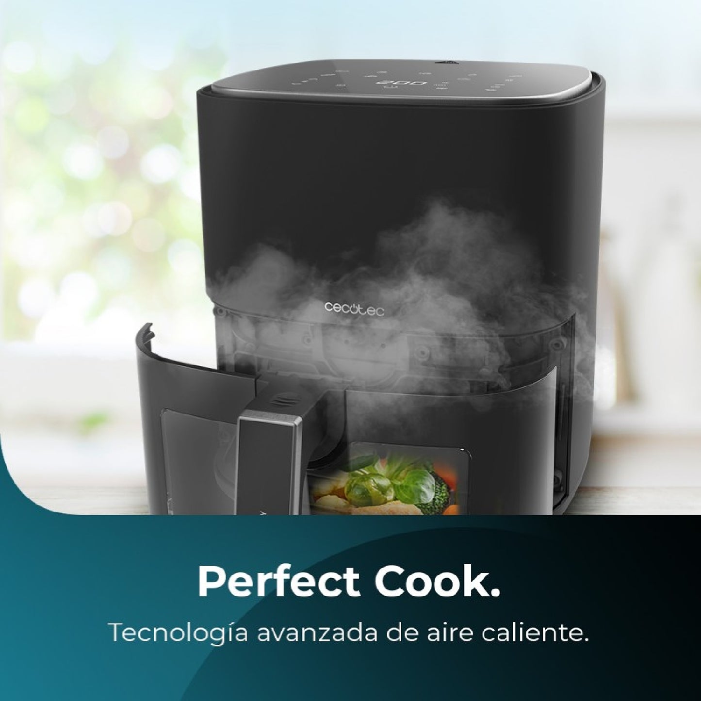 Freidora De Aire Sin Aceite De 5'5l Cecofry Fantastik Window 5500 Pack Ventana 1500w, Tecnología Perfectcook, 9 Modos De Cocinado, Táctil, Regulable_2