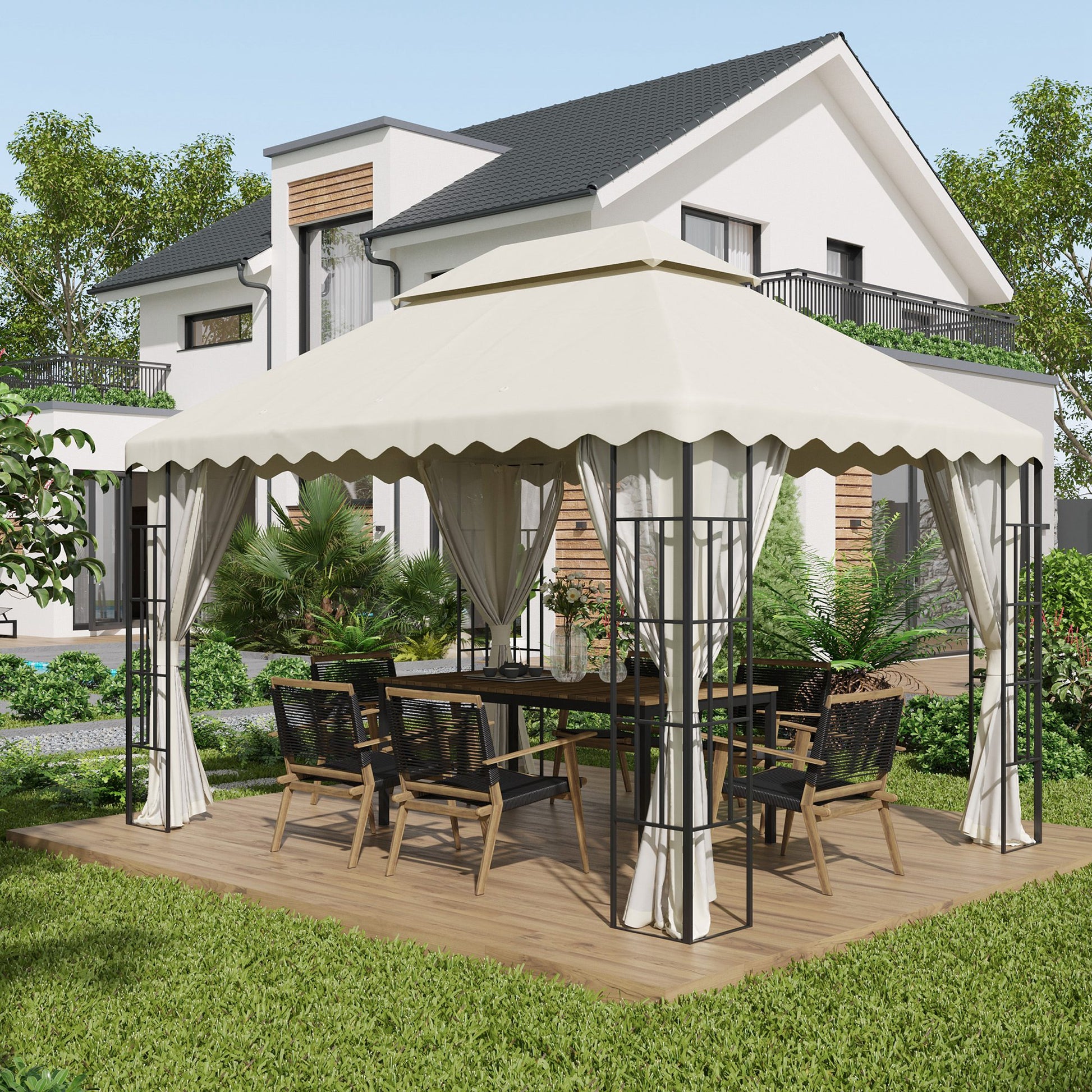 Outsunny Toldo De Repuesto Para Carpa 4x3 M Con Techo De Doble Ventilación_1