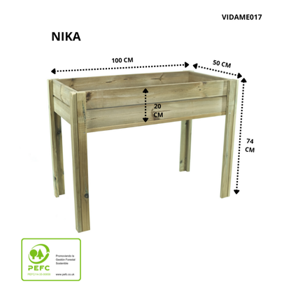 Mesa De Cultivo Nika Madera Rectangular 100x50x74 Cm - Vidahuerto._2