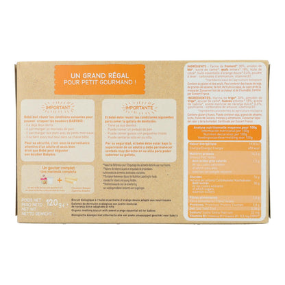 Bolachas com óleo essencial de laranja (8-10 meses) Babybio 120 g