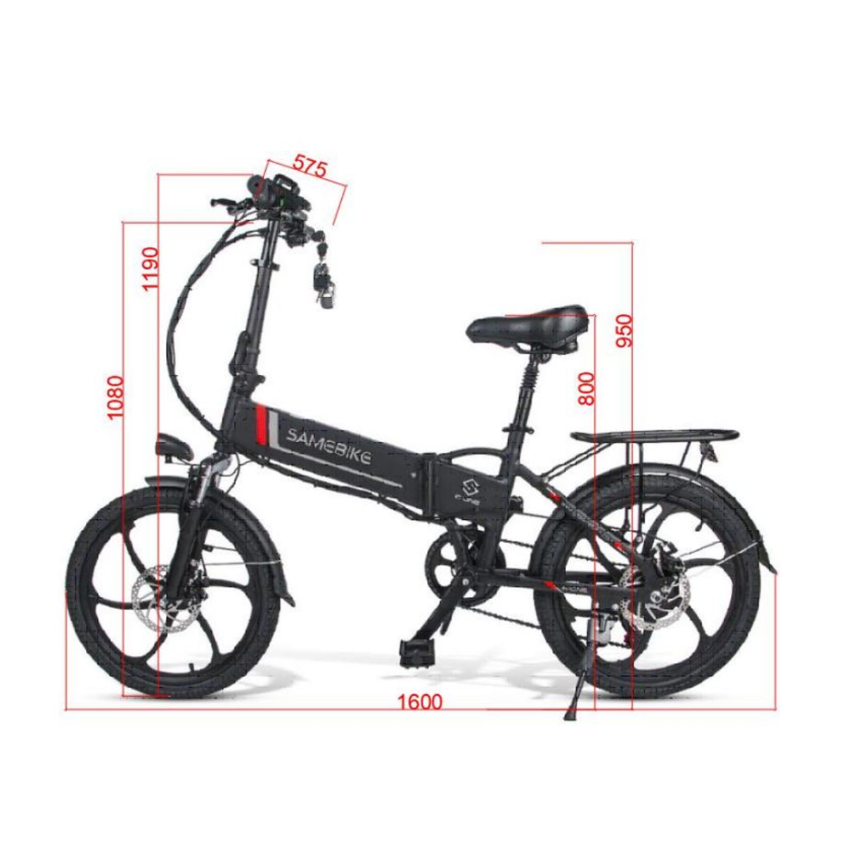 Bicicleta Eléctrica Plegable Samebike 20lvxd30 350w-48v-10,4ah (499wh) - Rueda 20 Color Negro_3