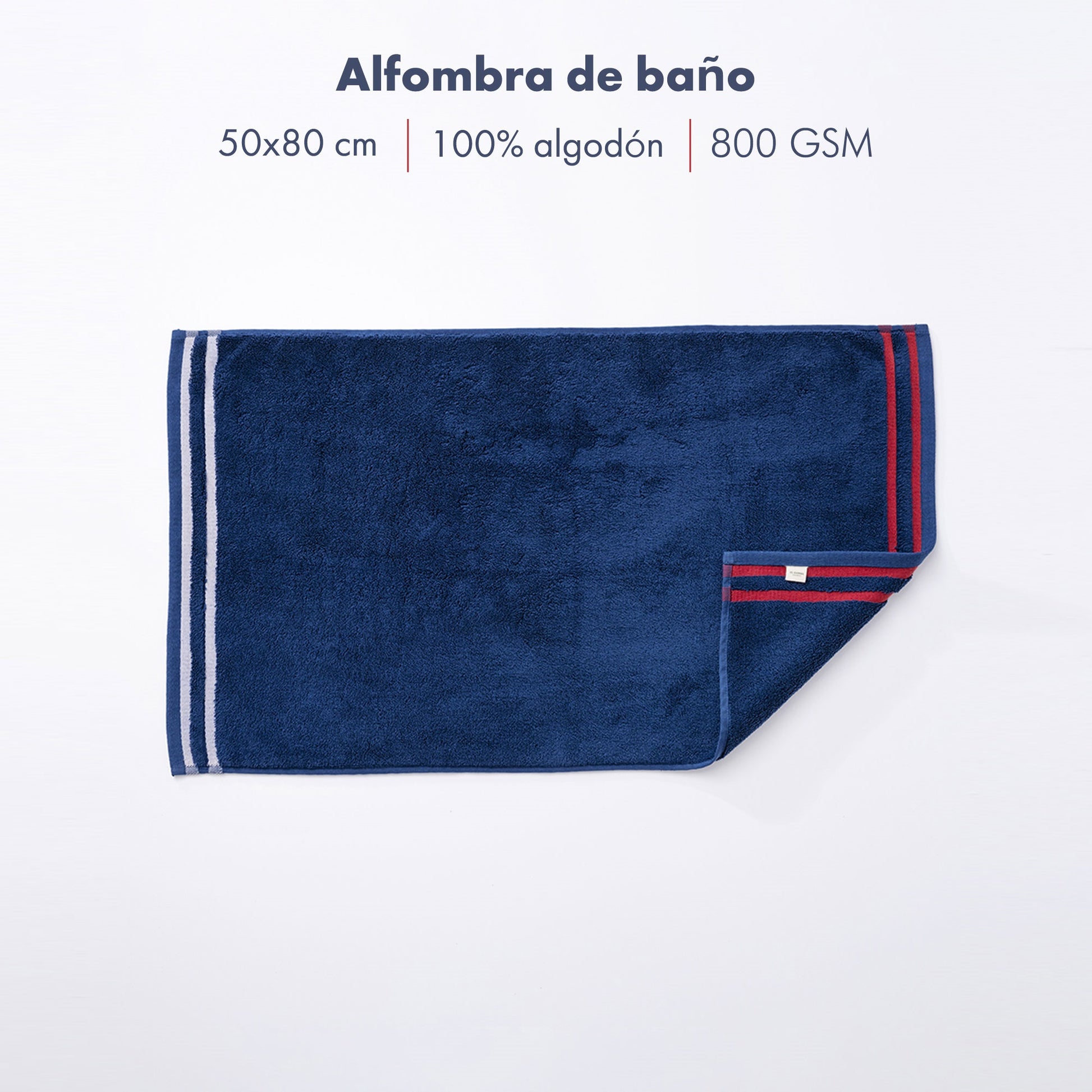 Alfombra De Baño 50x80cm 100% Algodón 800gsm Rizo Teñido Color Azul Marino El Ganso_1