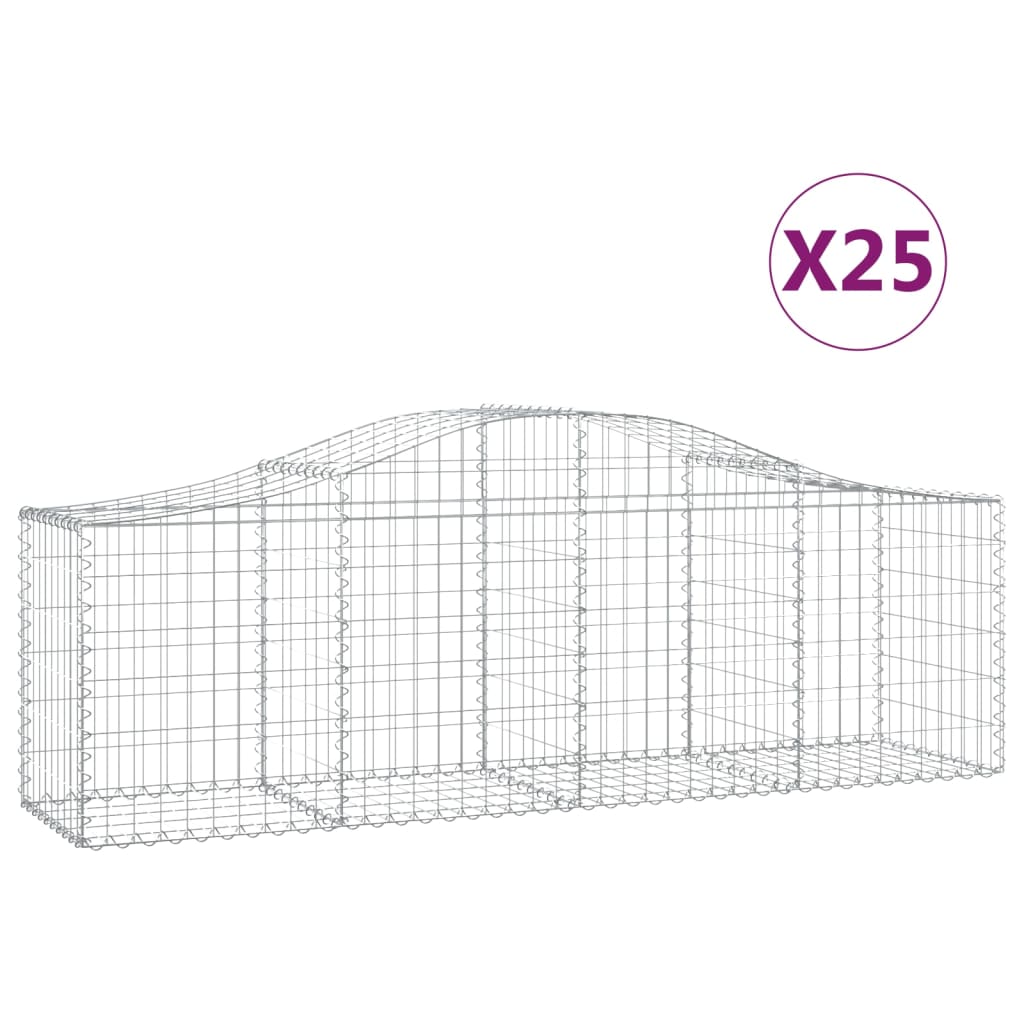Cestas De Gaviones 25 Uds Forma De Arco Hierro 200x50x60/80 Cm_0