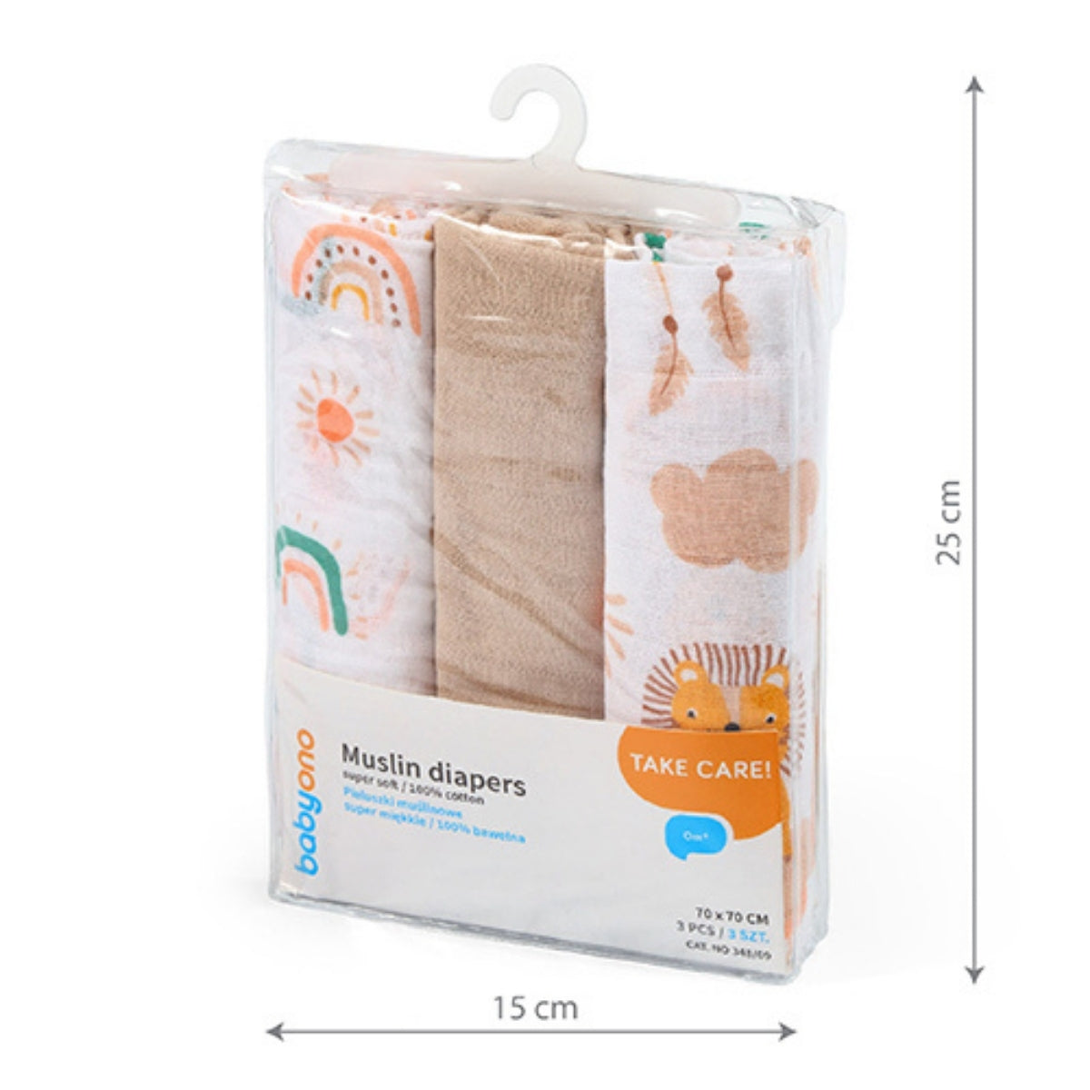 Babyono Pack 3 Muselinas Natural Algodón 70x70 Cm_3