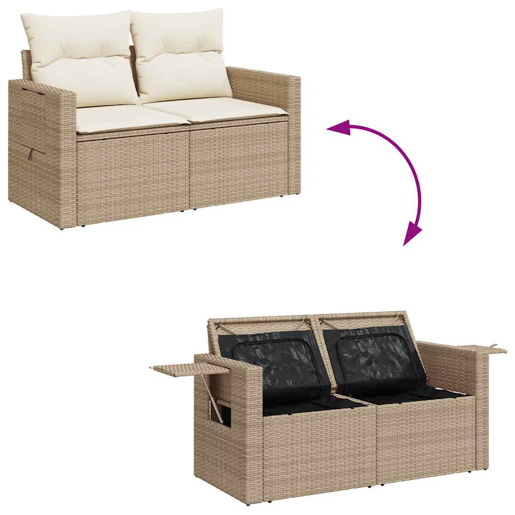 Juego De Sofás Jardín Con Cojines 6 Pzas Ratán Sintético Beige / Vetonek_4
