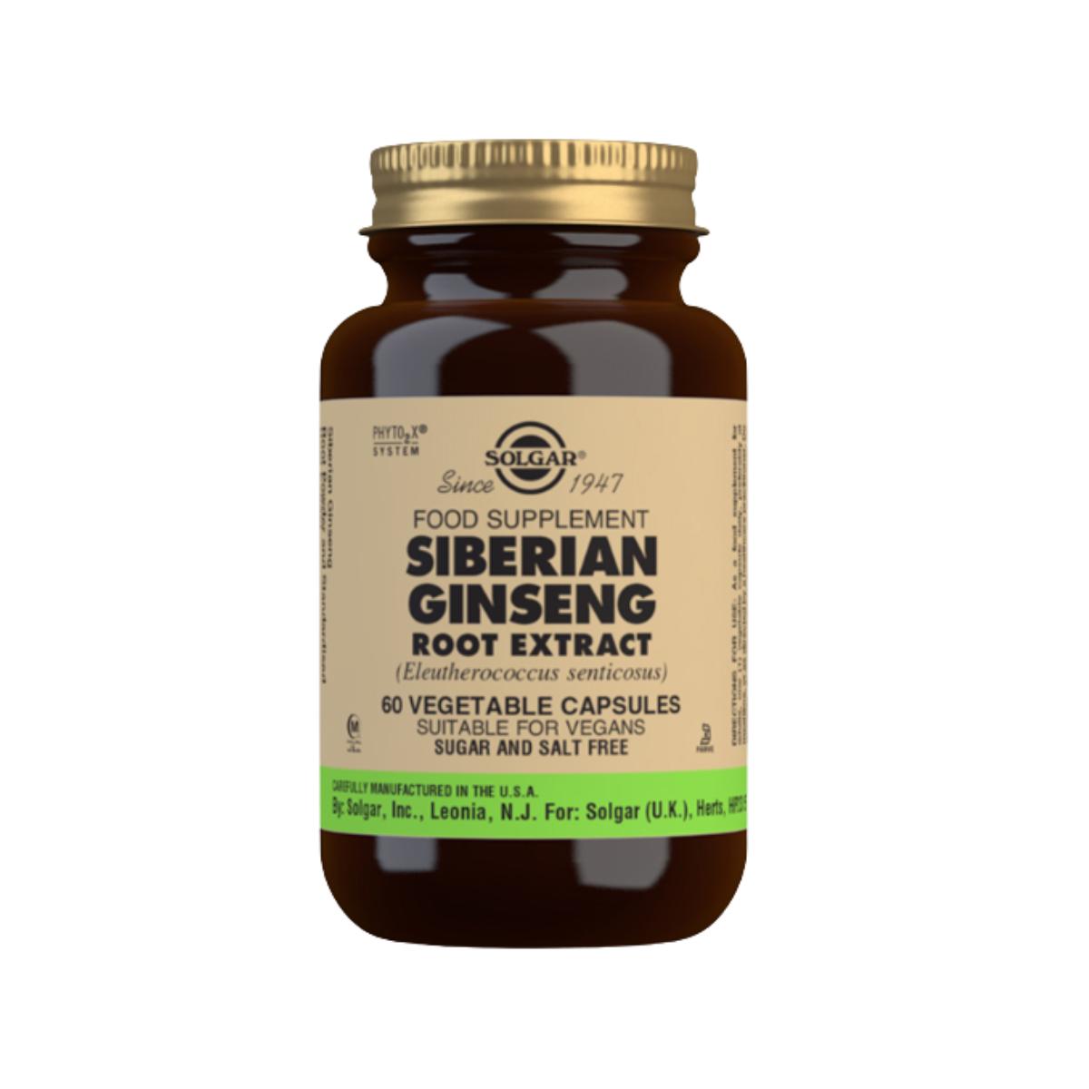 Extrato de raiz de ginseng siberiano, 60 cápsulas vegetais (520 mg)