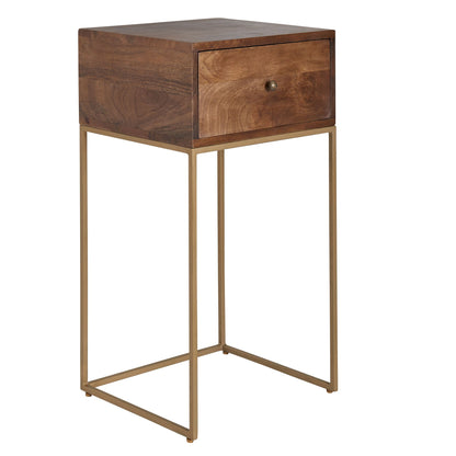 Mesita De Noche Mango Madera Maciza / Metal 40x75,5x35 Cm_0