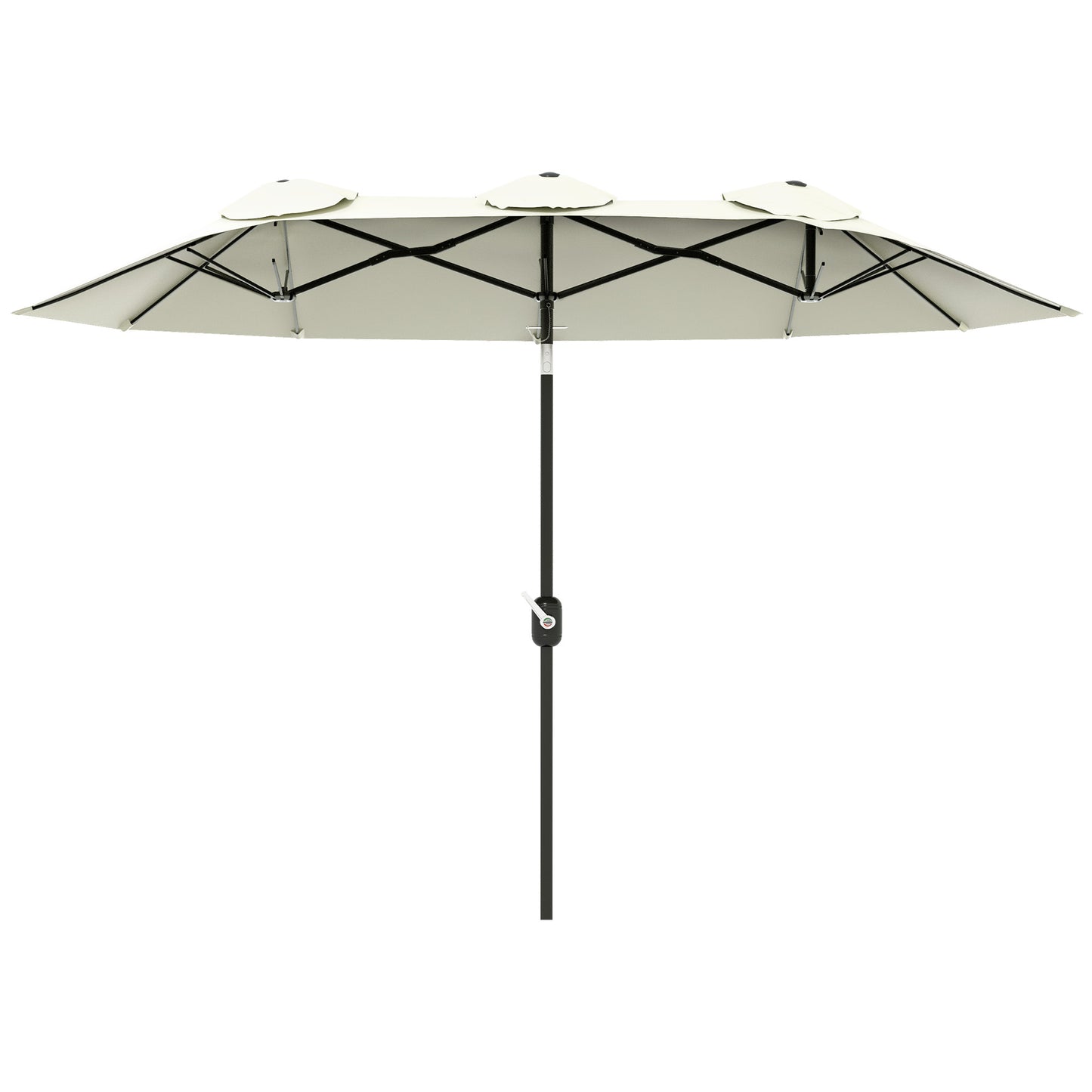 Outsunny Sombrilla Doble 295x152x222 Cm Con Inclinación De 45° Manivela Beige_0