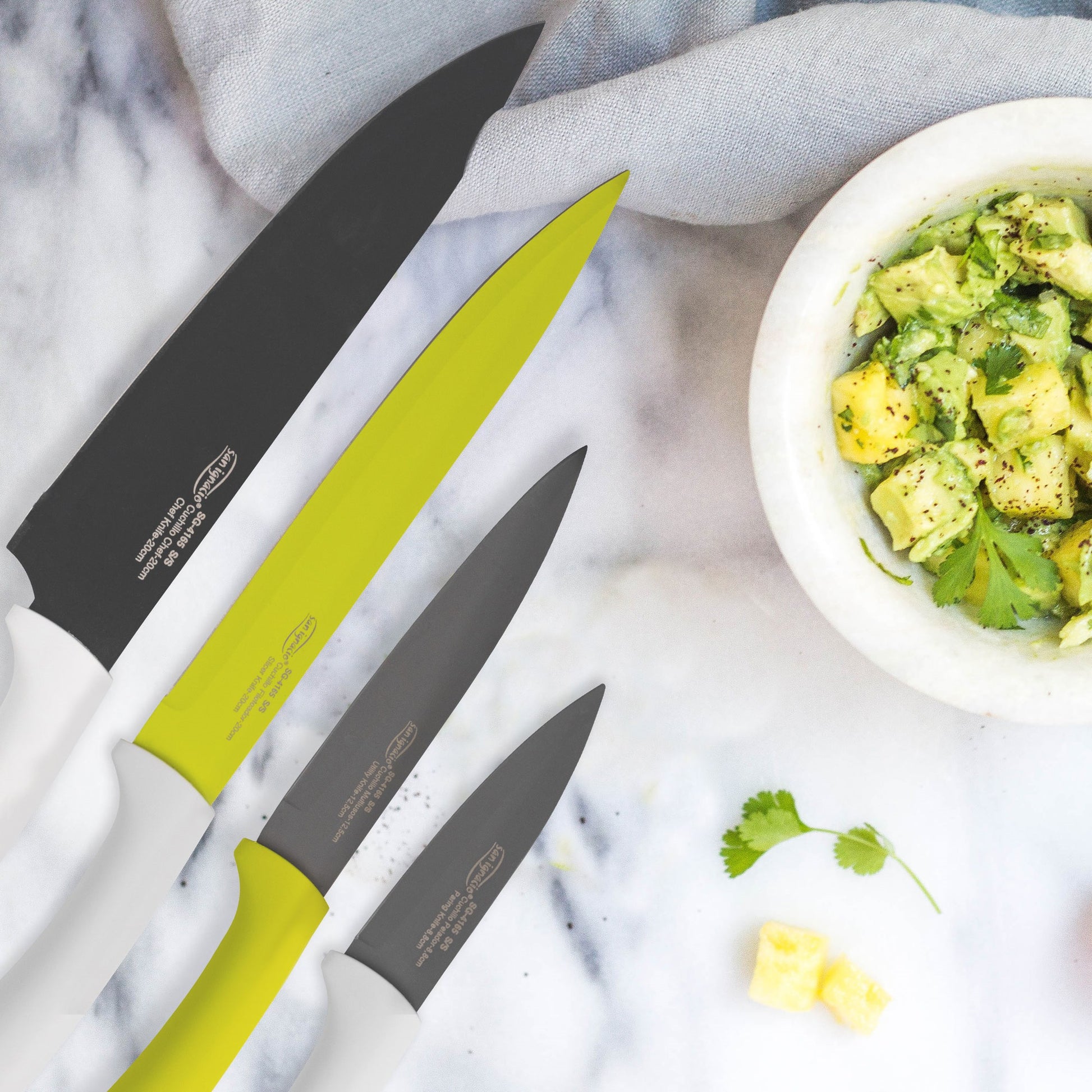 Set 5pcs Cuchillos, Acero Inoxidable, Green