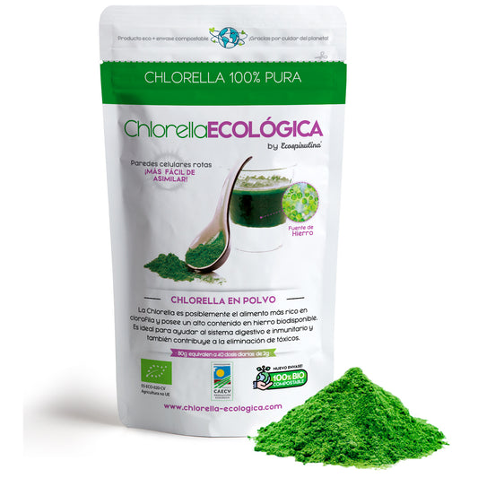 Chlorella Ecológica En Polvo De Pared Celular Rota Ecospirulina 80 G_0
