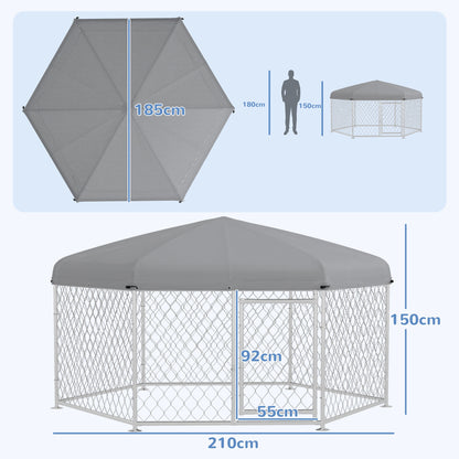 Pawhut Perrera De Exterior Con Toldo Impermeable Y Anti-uv 210x185x150 Cm Plata_2