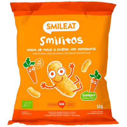 Smilito Milho, Aveia e Cenoura Multipack ECO Smileat 4 saquetas de 12g.