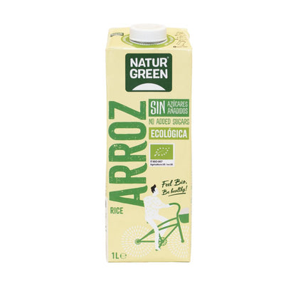 Embalagem de 6 bebidas de arroz sem açúcar NaturGreen 1 L