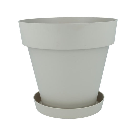 Pacote de vasos de flores com pires na cor cru Tes 26 x 24 cm