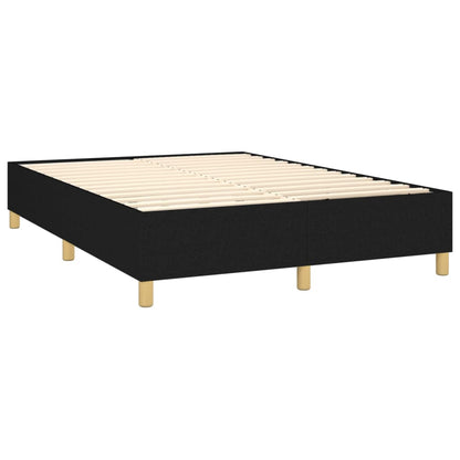 Cama Box Spring Colchón Y Luces Led Tela Negro 140x200 Cm / Vetonek_5