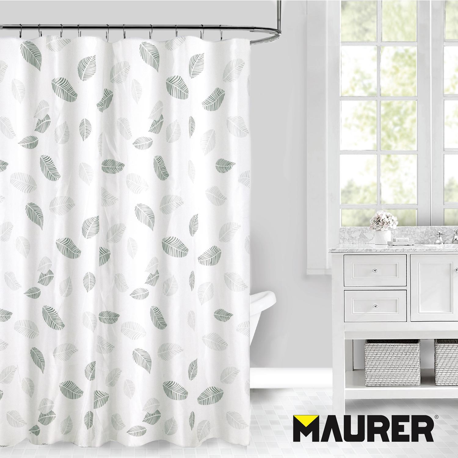 Cortina Ducha Tela Hojas 180 X 200 Cm. Cortina Baño, Cortina Tela Impermeable Con Anillas_2