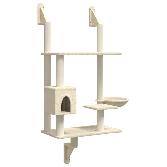 Árbol Rascador Para Gatos De Pared Crema 153 Cm_0