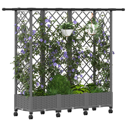 Cama Elevada Con Trellis Y Techo Gris Claro 164 X 40 X 127 Cm_2