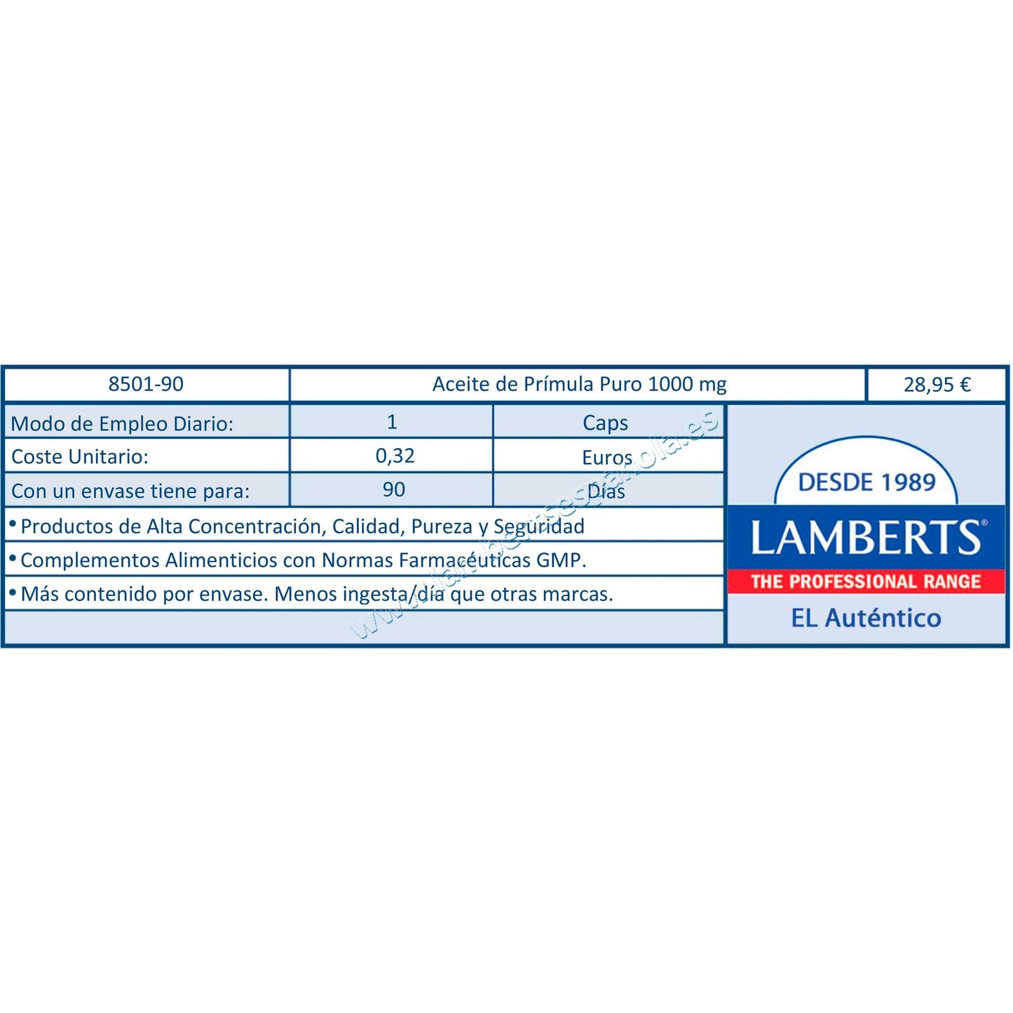 Óleo de Onagra Lamberts 90 cápsulas