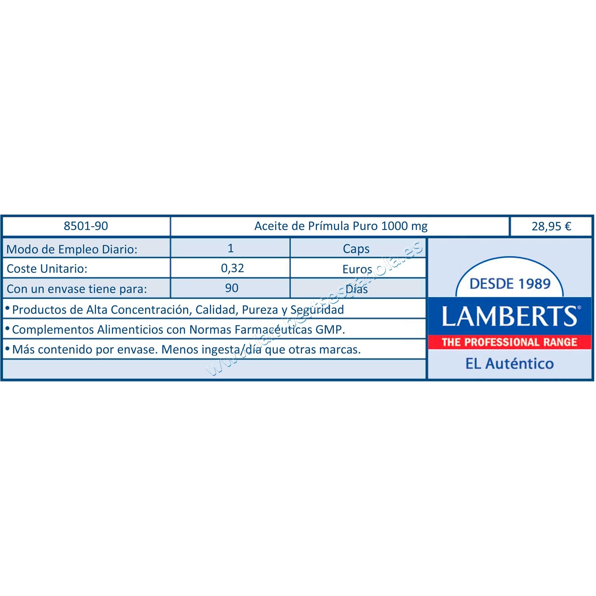 Óleo de Onagra Lamberts 90 cápsulas