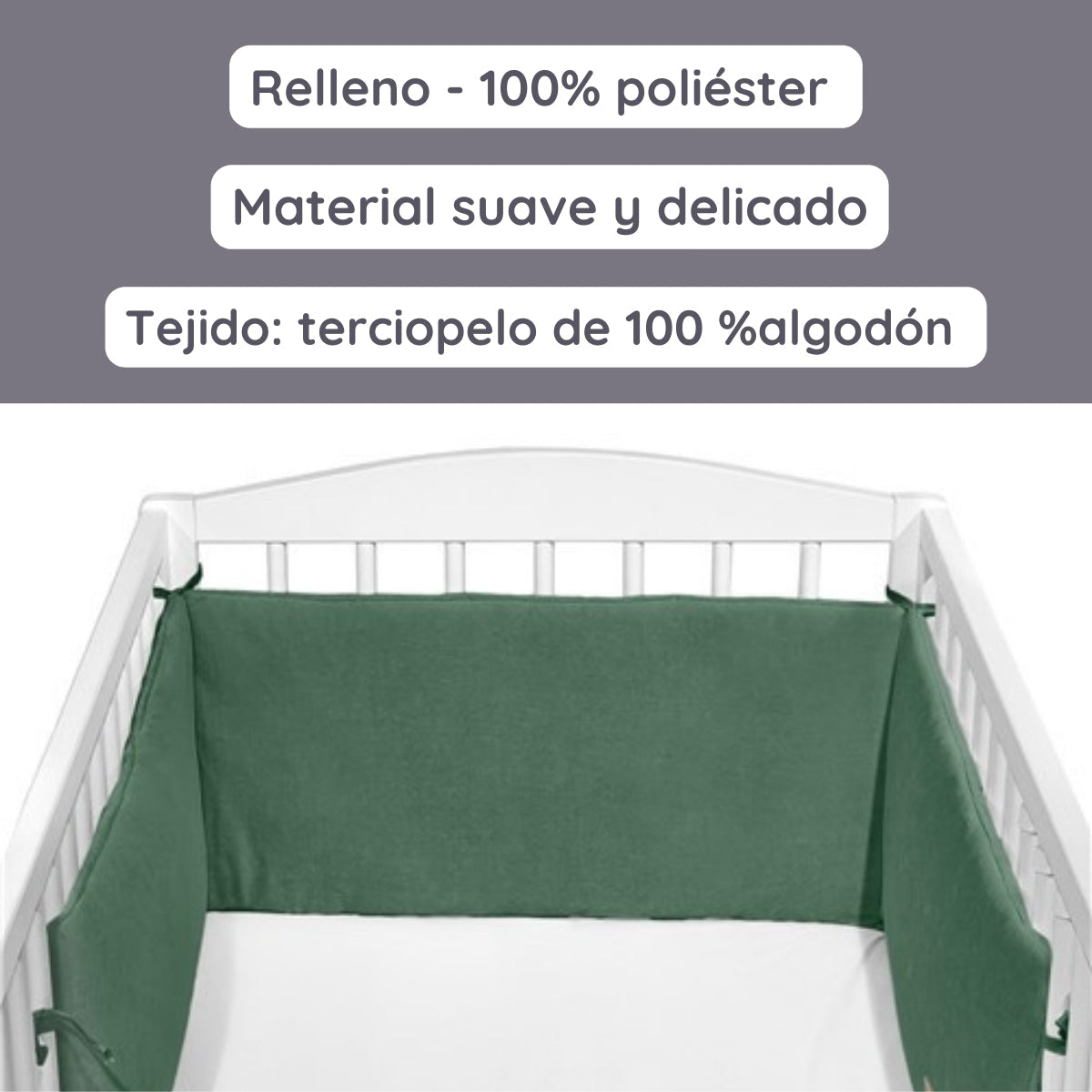 Cotton Color Chichonera Para Cuna 180x30 Velour Algodón Albero Mio | Protección Suave Para Noches Más Tranquilas_2