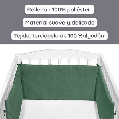 Chichonera Para Cuna 180x30 Velour Algodón Salvia_2