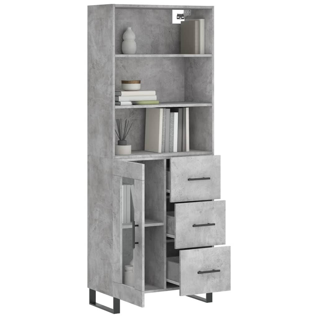 Aparador Alto Madera Contrachapada Gris Hormigón 69,5x34x180 Cm_2