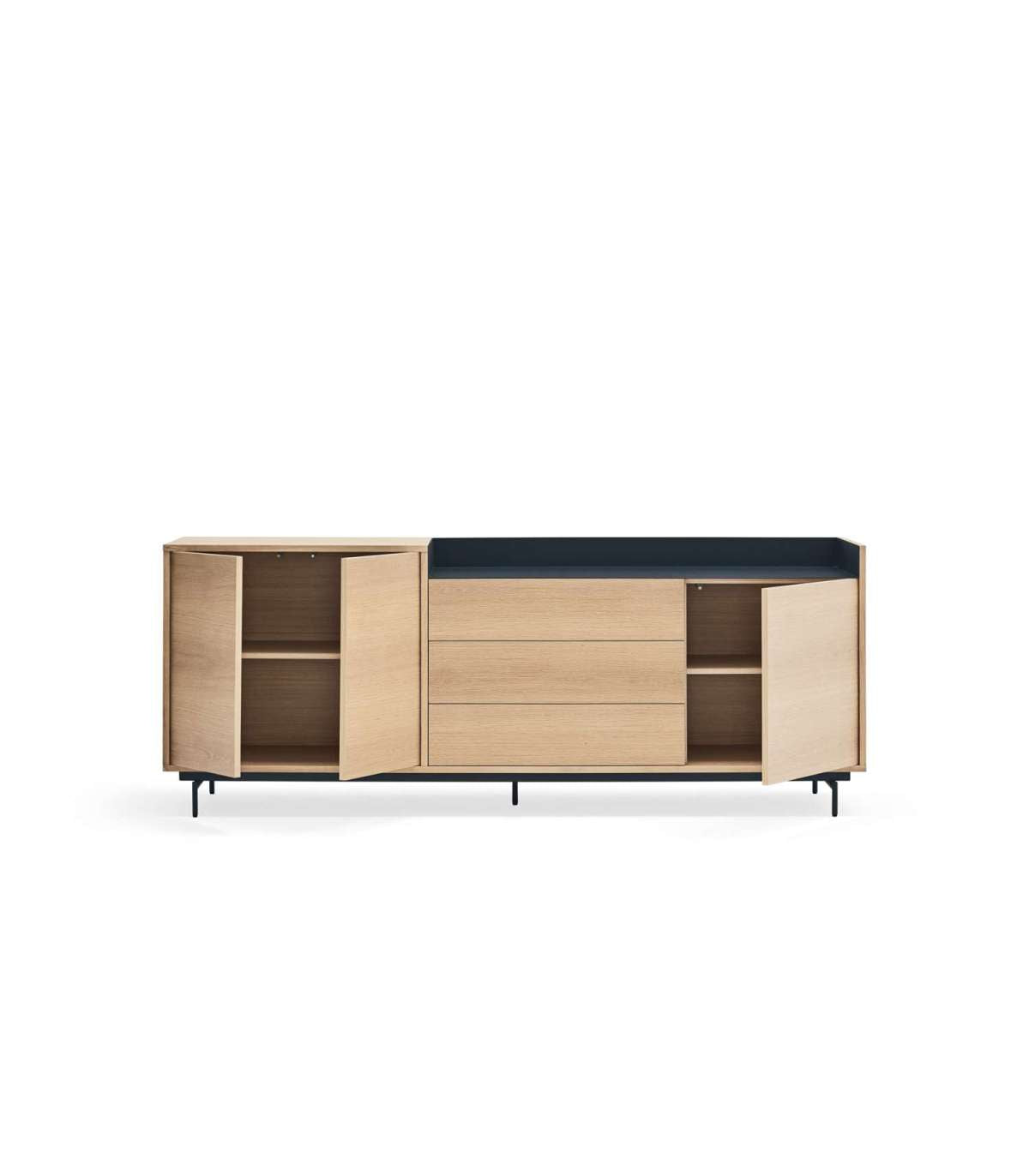 Mueble Aparador Para Comedor Modelo Valley 3 Puertas 3 Cajones Acabado Roble/azul Oscuro,_2
