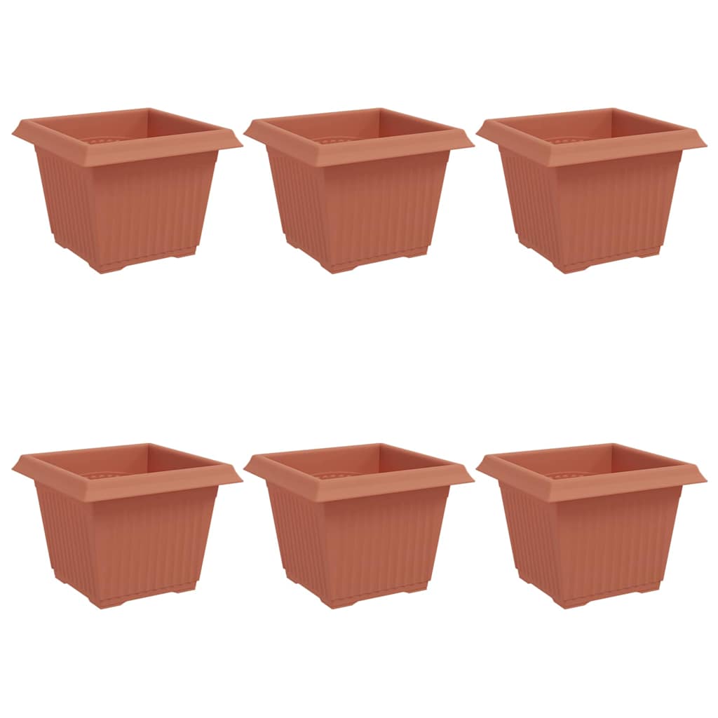 Maceta Cuadrada Para Flores 6 Uds. Rojo Ladrillo Plástico_0