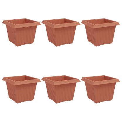 Maceta Cuadrada Para Flores 6 Uds. Rojo Ladrillo Plástico_0