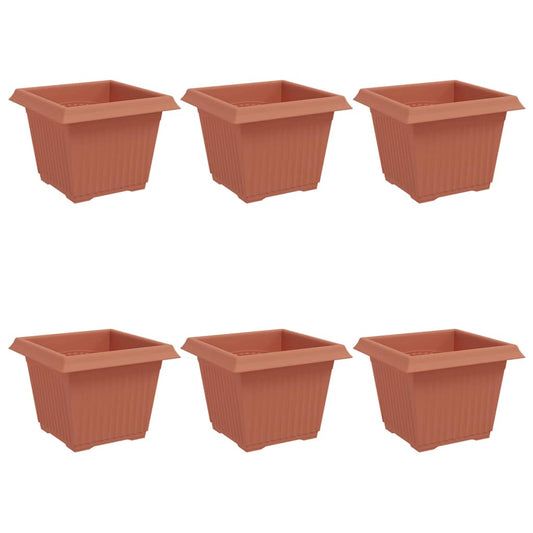 Maceta Cuadrada Para Flores 6 Uds. Rojo Ladrillo Plástico_0