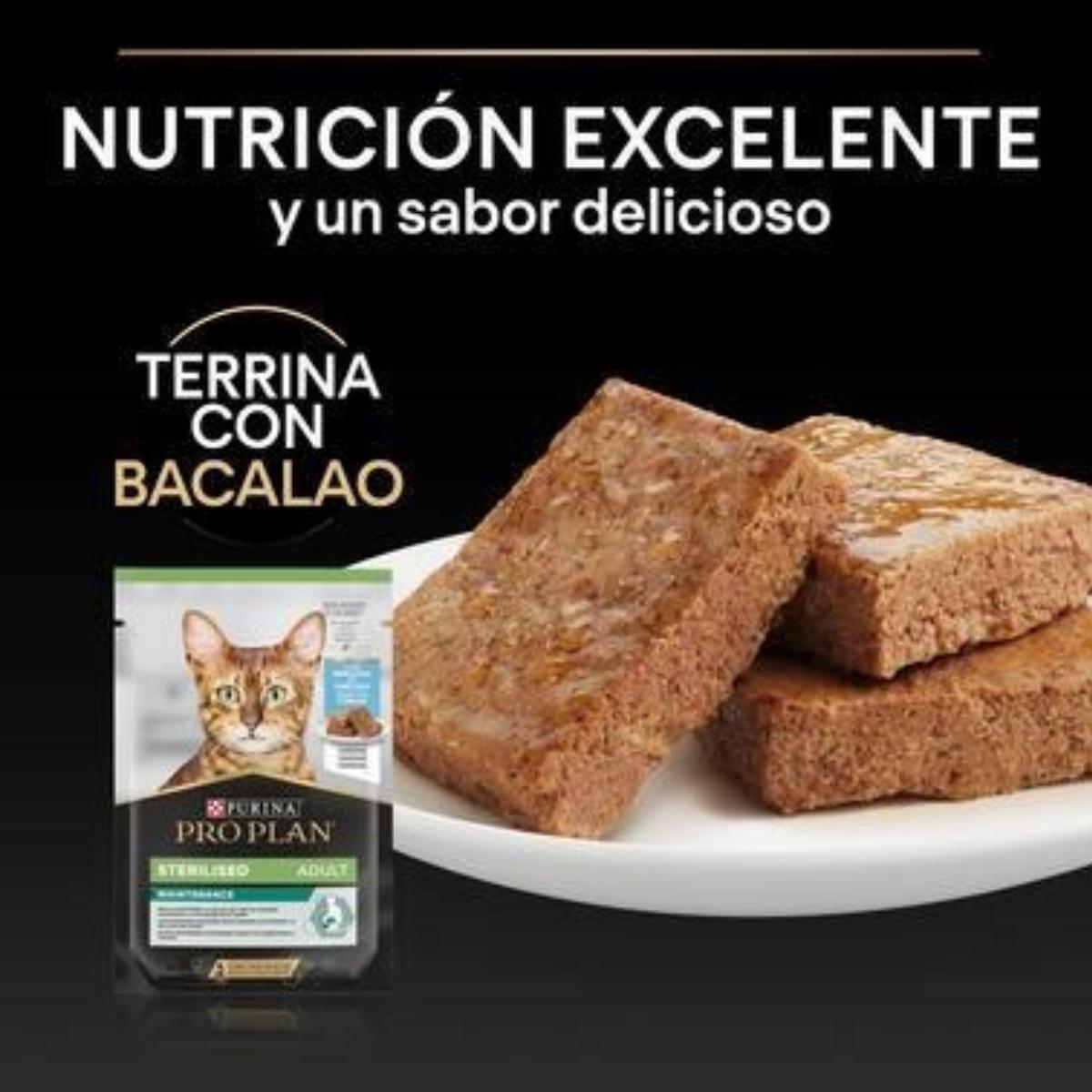 PURINA PRO PLAN Terrina de Bacalhau Esterilizada para Gato Molhado Saqueta 10x75g