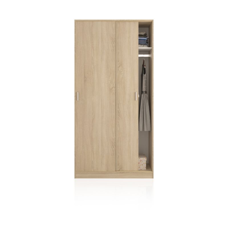 Armario Lenor 2 Puertas Correderas Melamina, Roble, 100 X 200 X 50_2