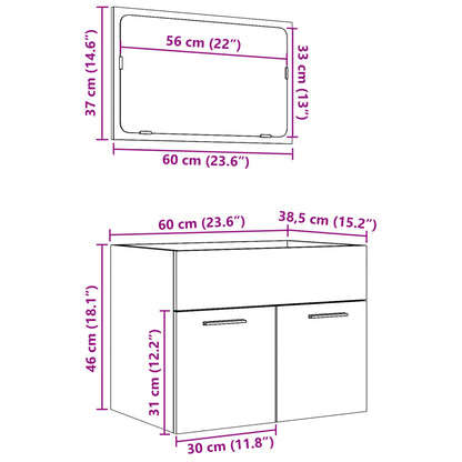 Set De Muebles De Baño 2 Pzas Madera Contrachapada Roble Sonoma / Vetonek_1