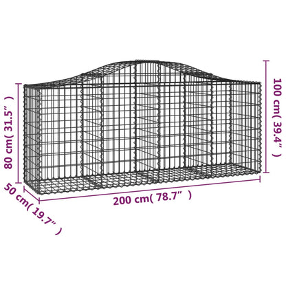 Cestas De Gaviones 6 Uds Forma De Arco Hierro 200x50x80/100 Cm_5