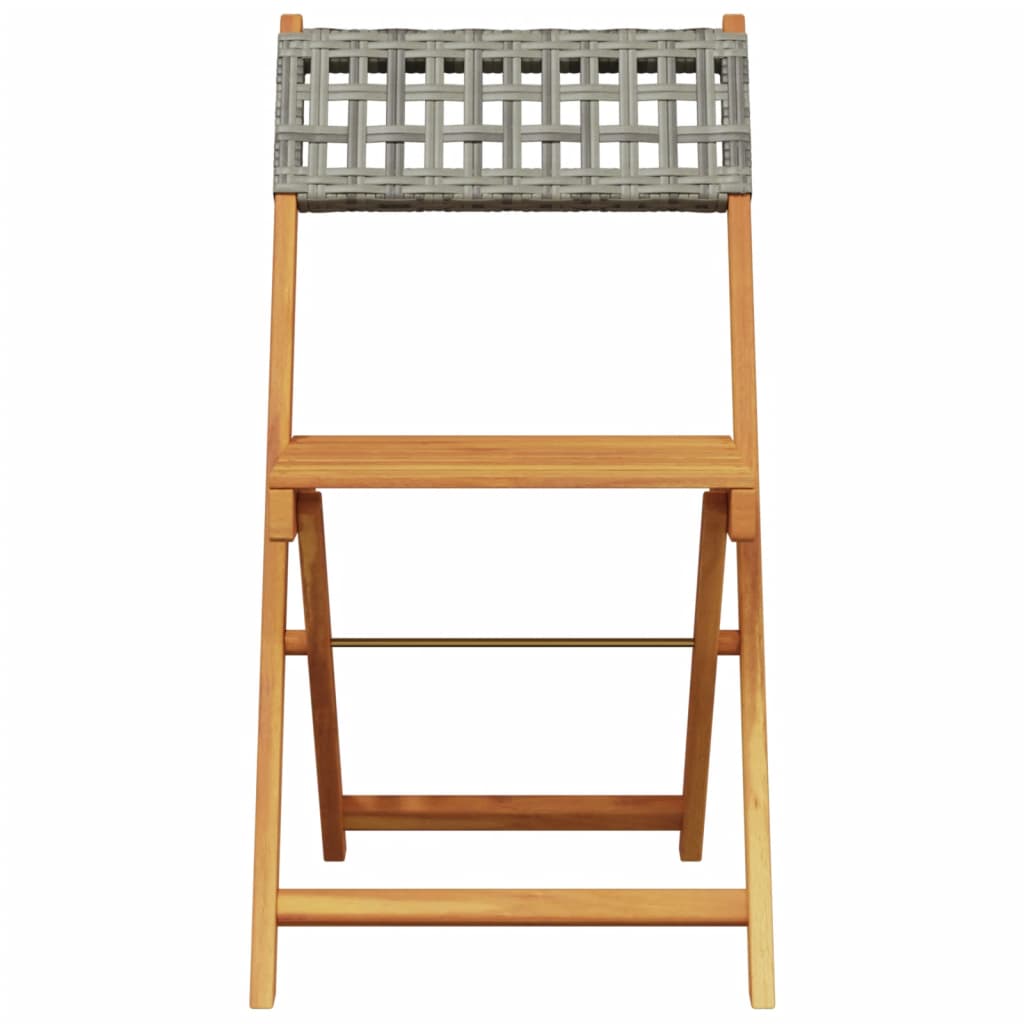 Set De Comedor De Jardín 5 Piezas Ratán Pe Madera Maciza Gris / Vetonek_4